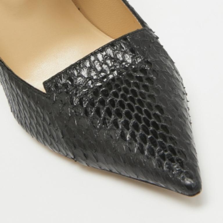 Jimmy Choo Black Python Ankle Cuff Pumps Size 38.5 For Sale 1