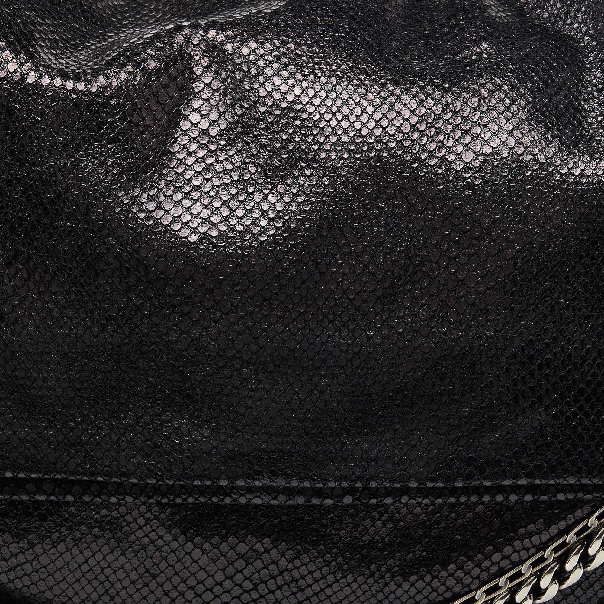 Jimmy Choo Black Python Boho Biker Chain Shoulder Bag For Sale 6