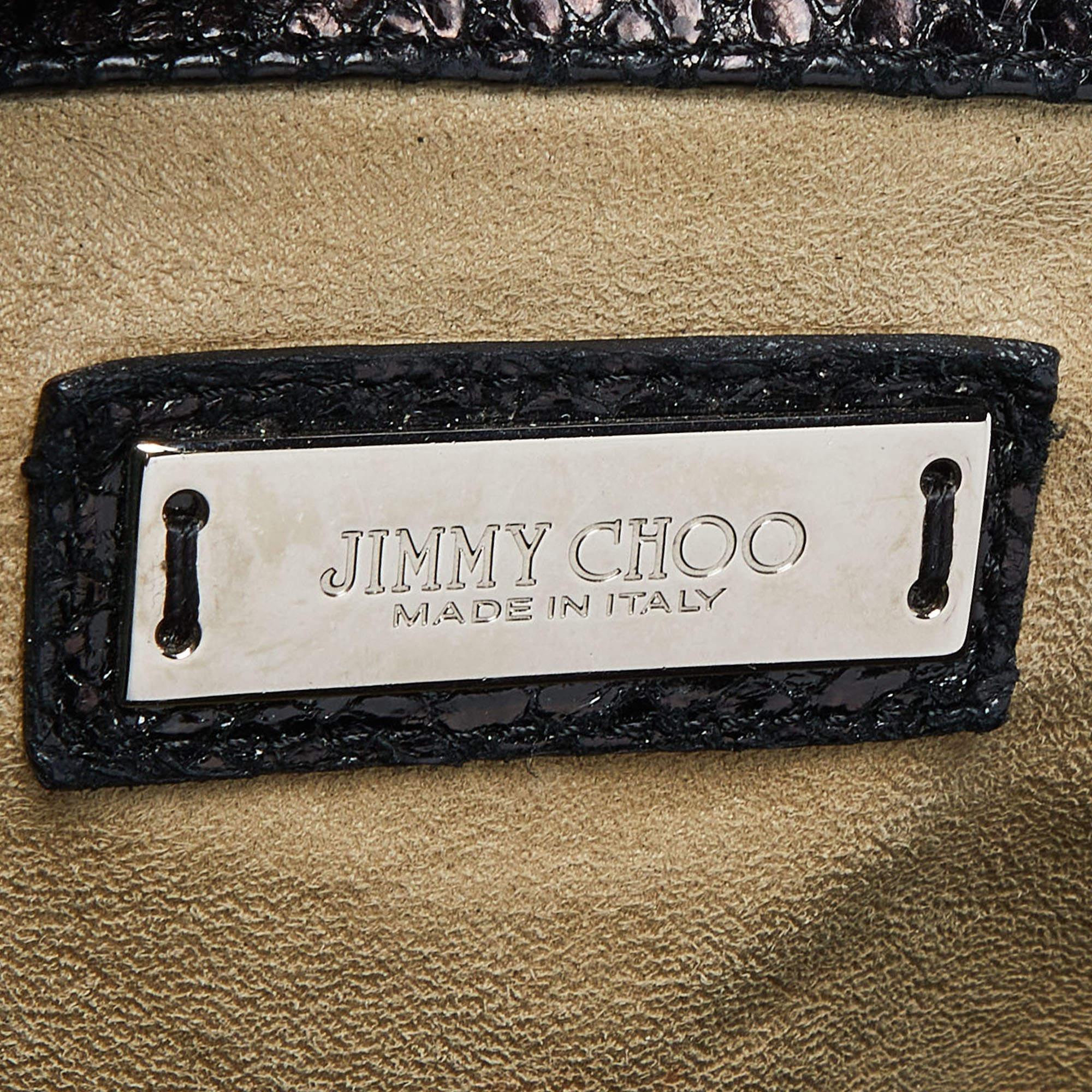 Jimmy Choo Black Python Boho Biker Chain Shoulder Bag en vente 3