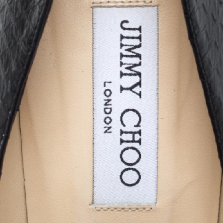 Jimmy Choo - Escarpins à plateforme Cosmic en cuir de python noir - Taille 39 Pour femmes en vente
