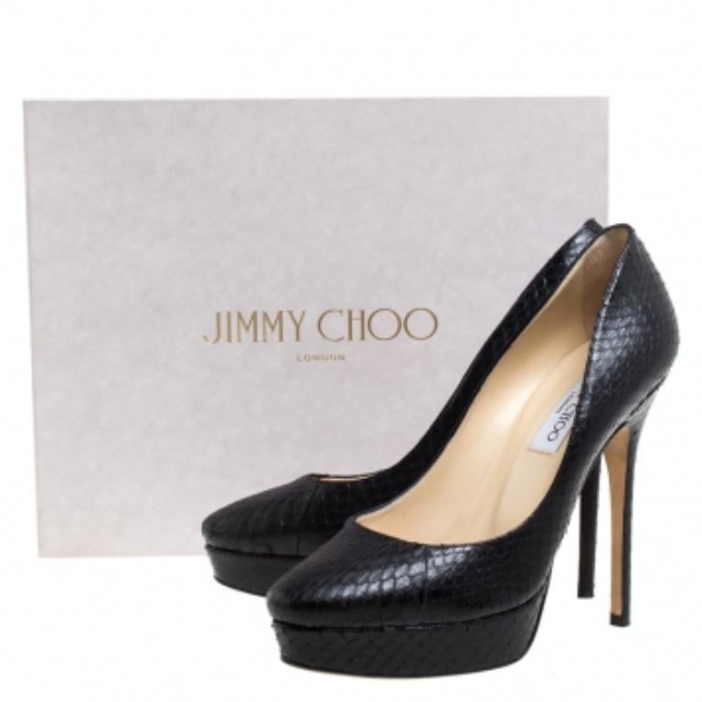 Jimmy Choo - Escarpins à plateforme Cosmic en cuir de python noir - Taille 39 en vente 3