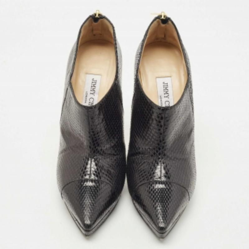 Jimmy Choo - Stivaletti alla caviglia in pelle di pitone nera misura 38,5 In condizioni buone in vendita a Dubai, Al Qouz 2