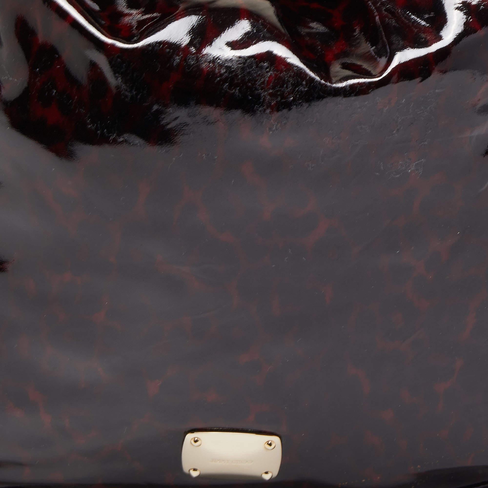Jimmy Choo Black/Red Leopard Print Patent Leather Large Sky Bangle Hobo 1