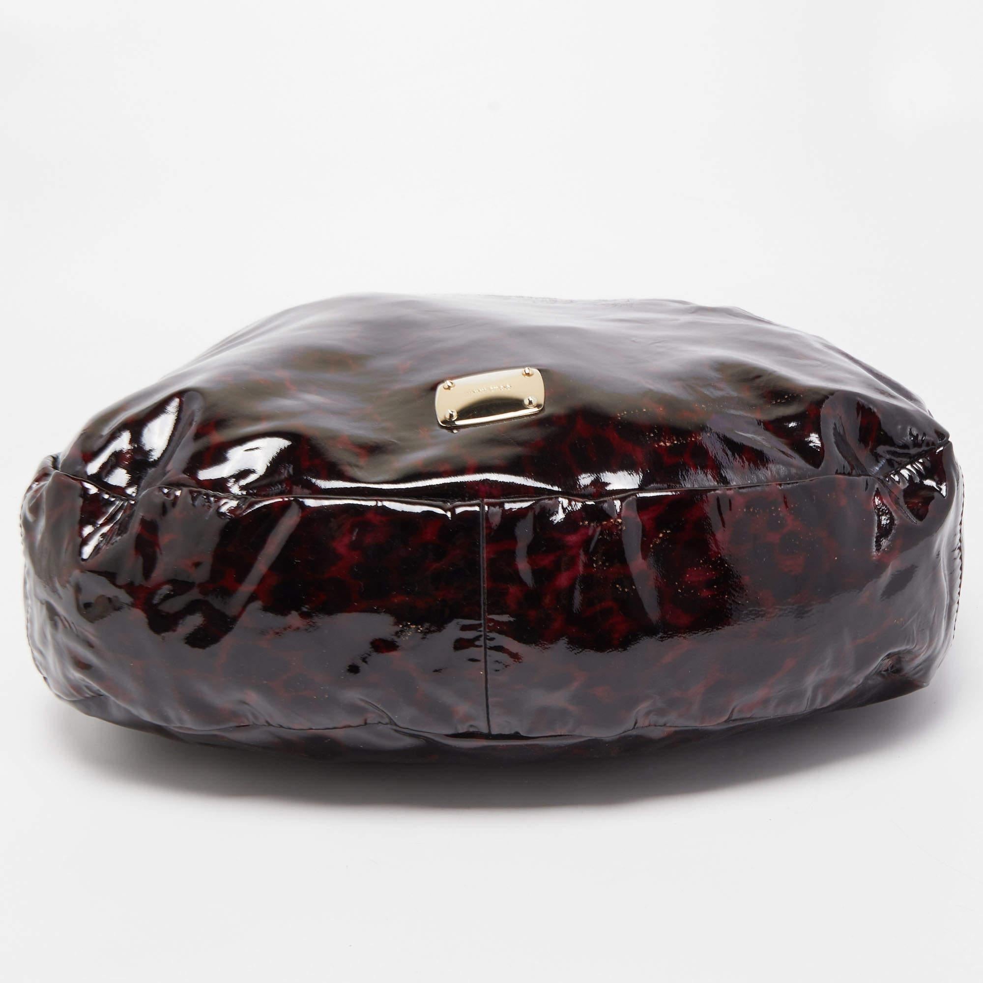 Jimmy Choo Black/Red Leopard Print Patent Leather Large Sky Bangle Hobo 2