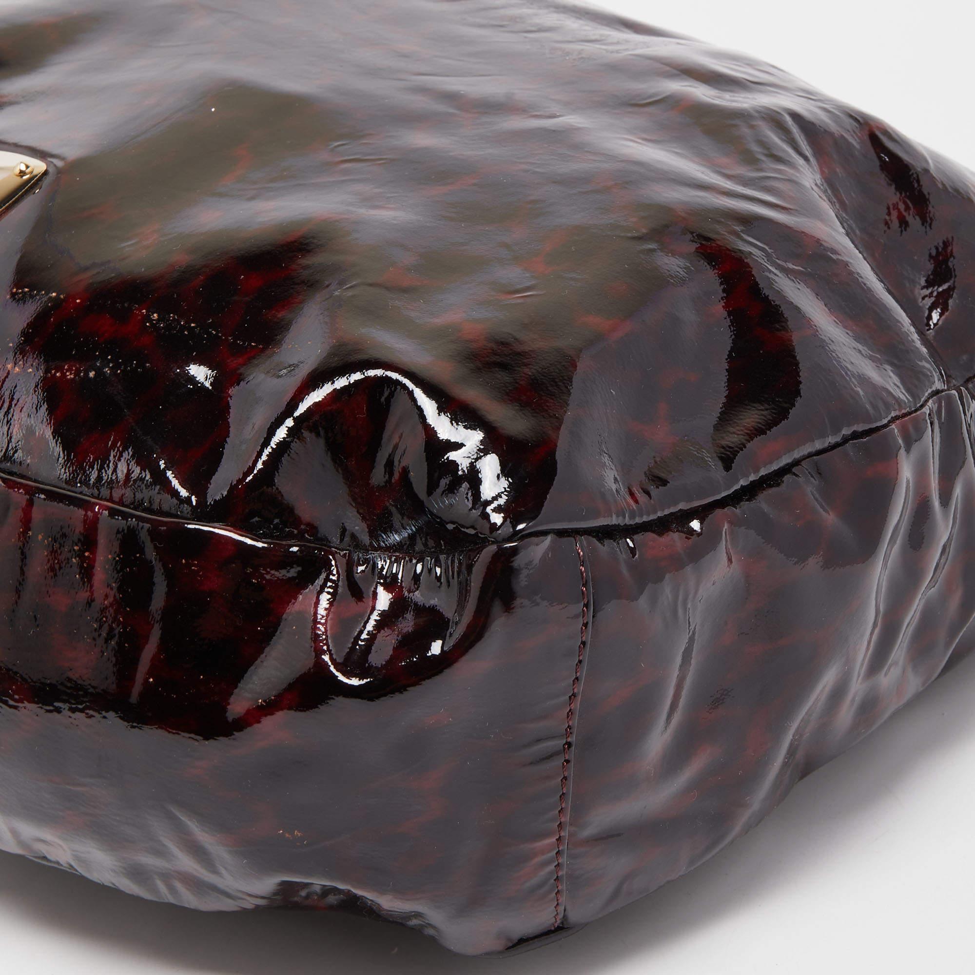 Jimmy Choo Black/Red Leopard Print Patent Leather Large Sky Bangle Hobo 5