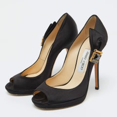 Jimmy Choo Black Satin Bow Pumps Size 38