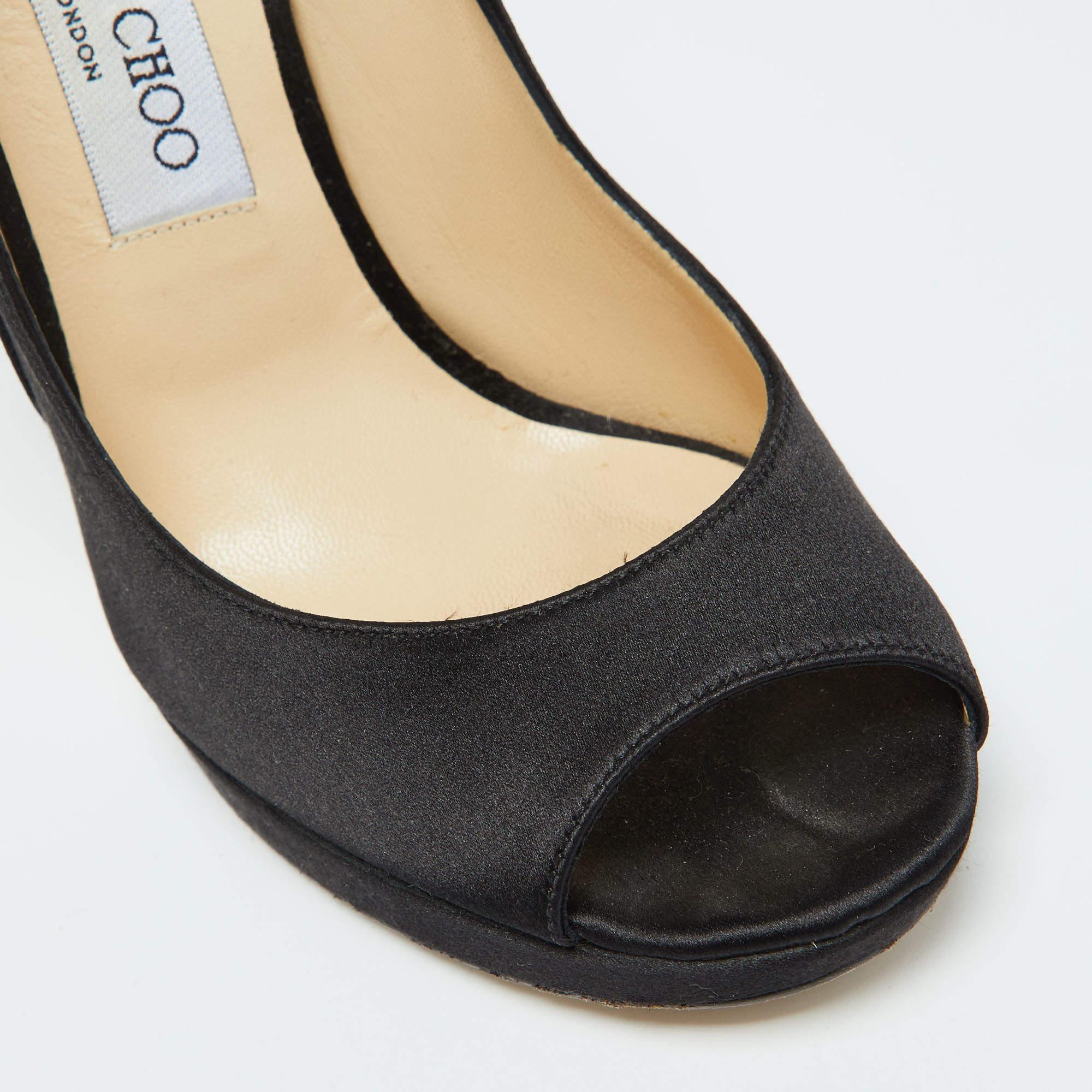 Jimmy Choo Black Satin Bow Pumps Size 38 For Sale 3