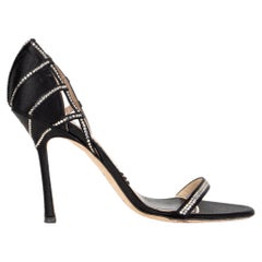 JIMMY CHOO black SATIN & CRYSTAL Sandals Shoes 41