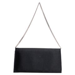Jimmy Choo Black Satin Margot Chain Clutch