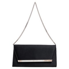 Jimmy Choo Black Satin Margot Chain Clutch