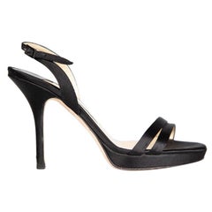 Jimmy Choo Black Satin Open Toe Sandal Heels Size IT 36.5