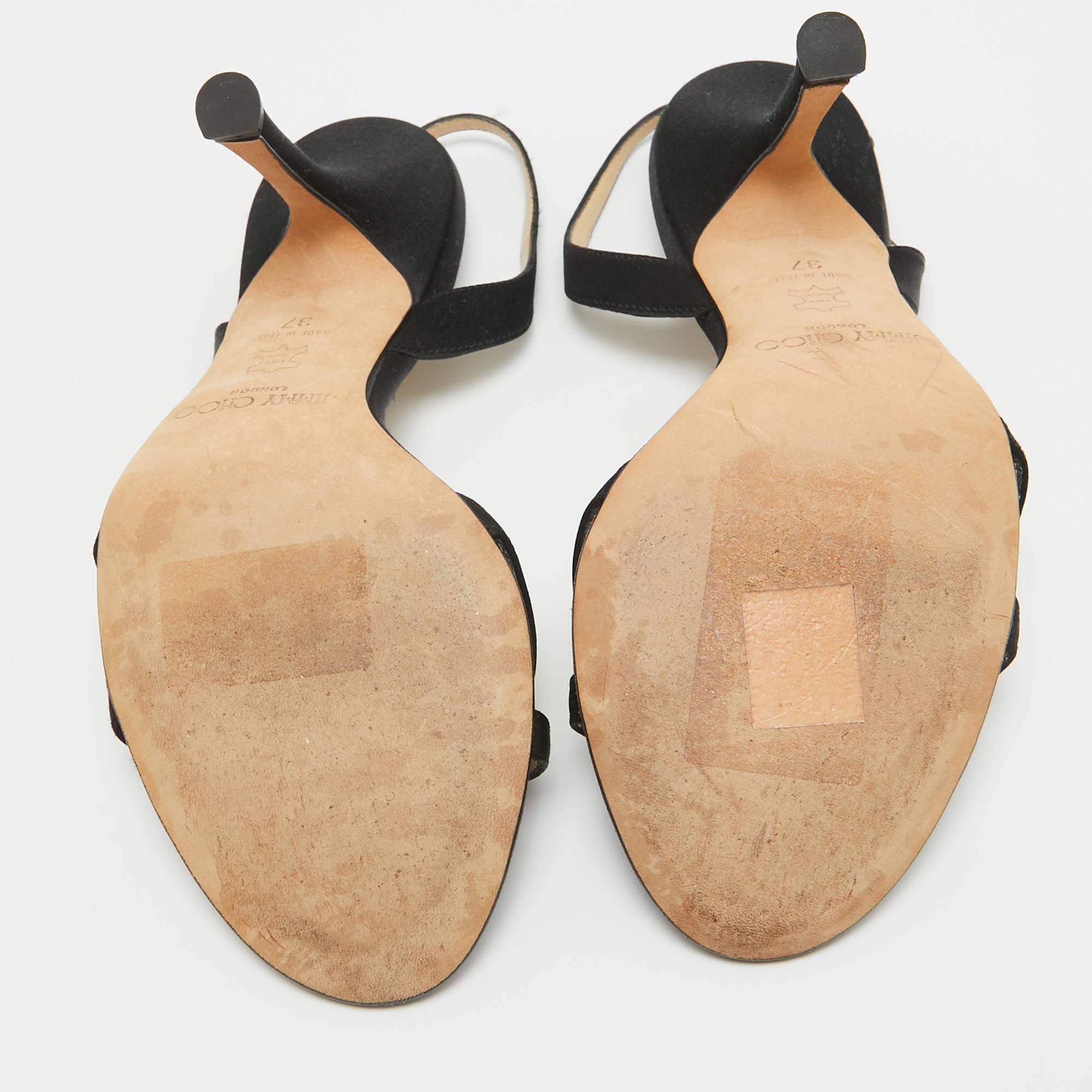 Jimmy Choo Black Satin Slingback Sandals Size 37 2