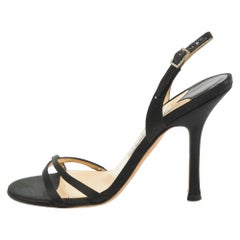 Jimmy Choo Black Satin Slingback Sandals Size 37