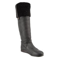 Jimmy Choo Black Shearling Line Knee High Boots Size IT 38