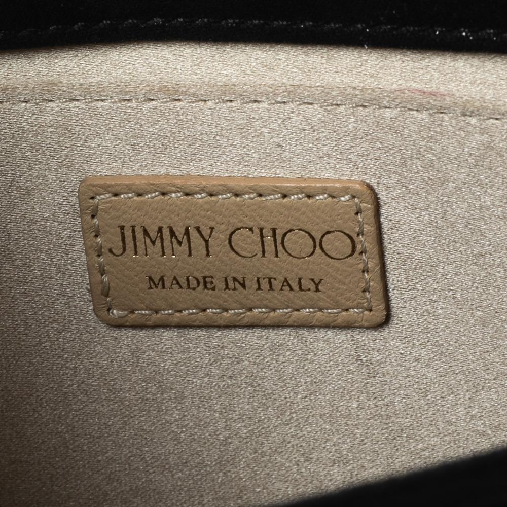Jimmy Choo Black Shimmer Leather And Glitter Fabric Alba Shoulder Bag 2