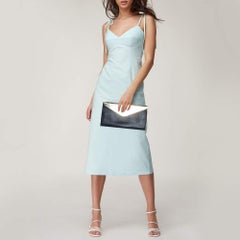 Jimmy Choo Black Shimmer Suede Charlize Metal Envelope Clutch