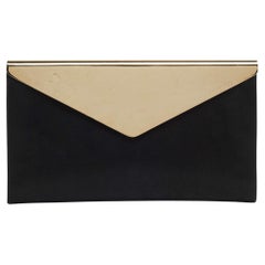 Jimmy Choo Black Shimmer Suede Metal Envelope Clutch