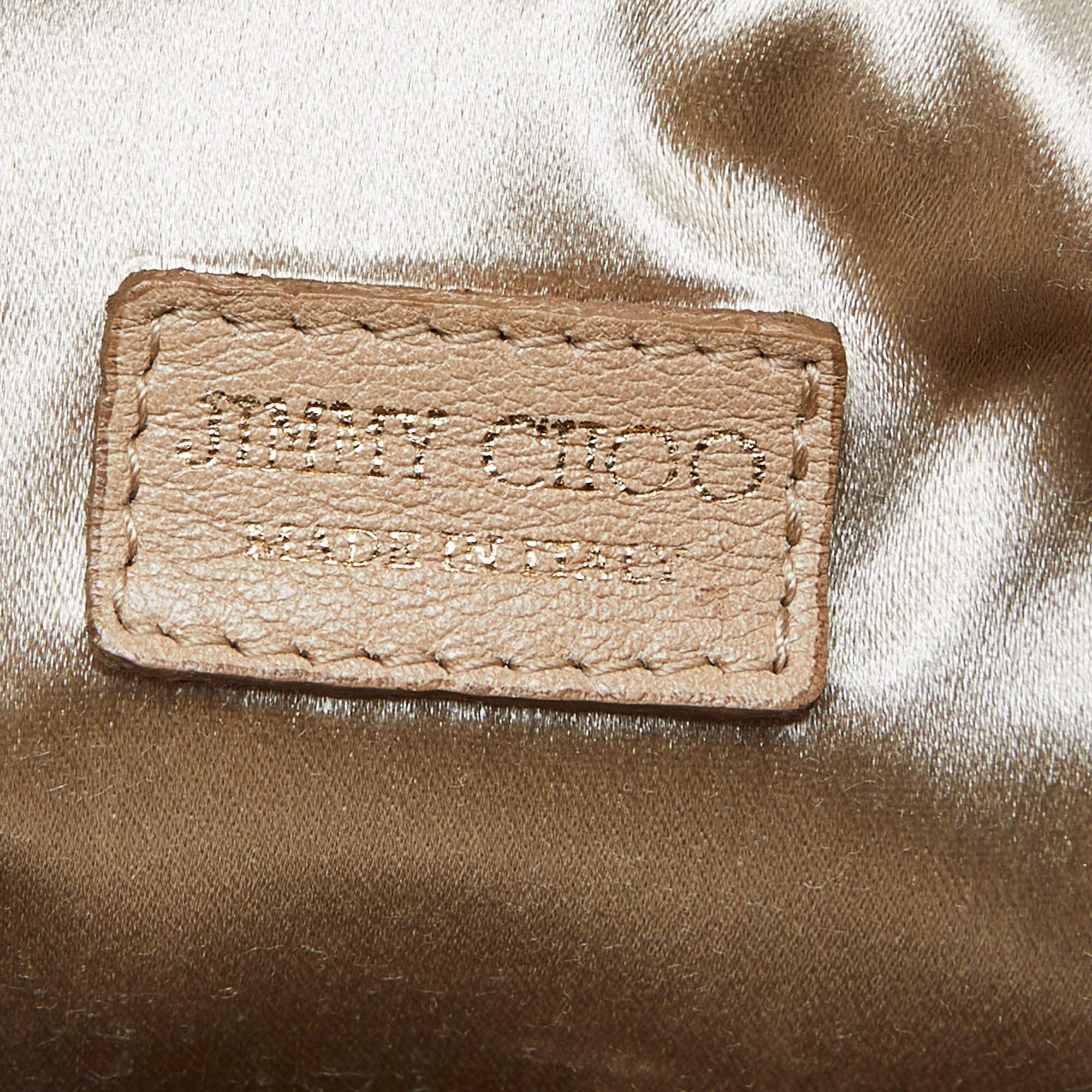Jimmy Choo Black Shimmering Leather Chandra Clutch 7