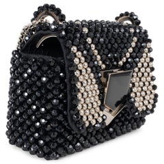 JIMMY CHOO black & silver LOCKETT BEADED Shoulder Bag