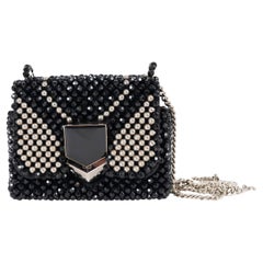 JIMMY CHOO black & silver LOCKETT BEADED Shoulder Bag