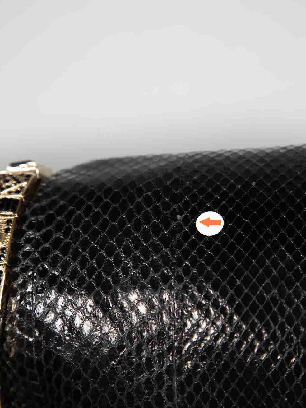 Jimmy Choo Black Snakeskin Embellished Clutch For Sale 2