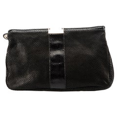 Jimmy Choo Black Snakeskin Embossed Zulu Clutch