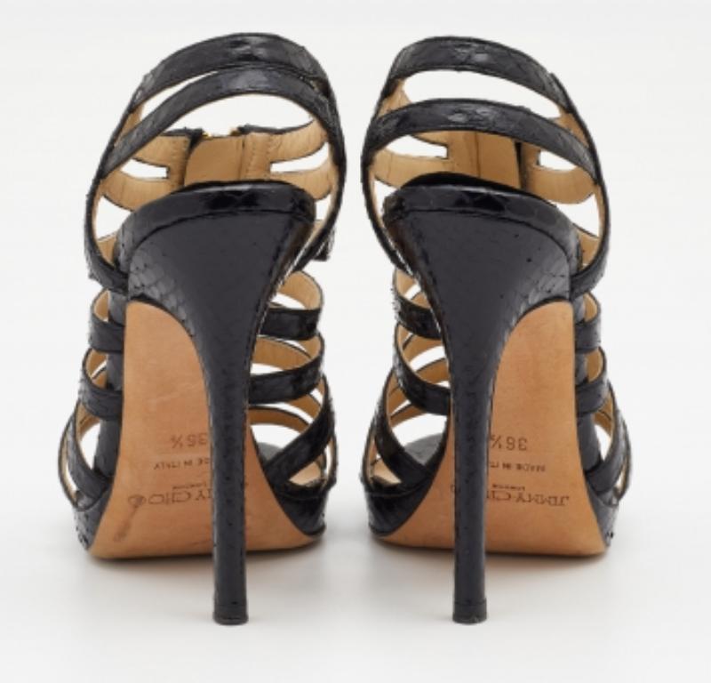 Jimmy Choo Black Snakeskin Glenys Gladiator Platform Sandals Size 36.5 For Sale 2