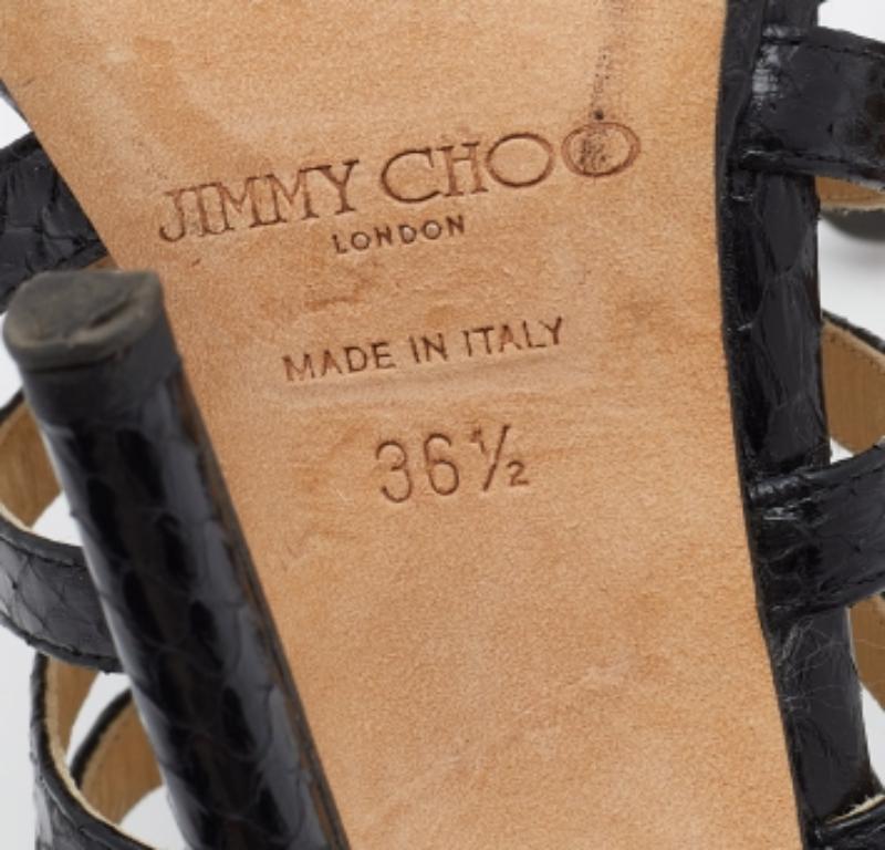 Jimmy Choo Black Snakeskin Glenys Gladiator Platform Sandals Size 36.5 For Sale 4