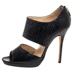 Jimmy Choo Schwarz Schlangenleder Private Sandalen Größe 38