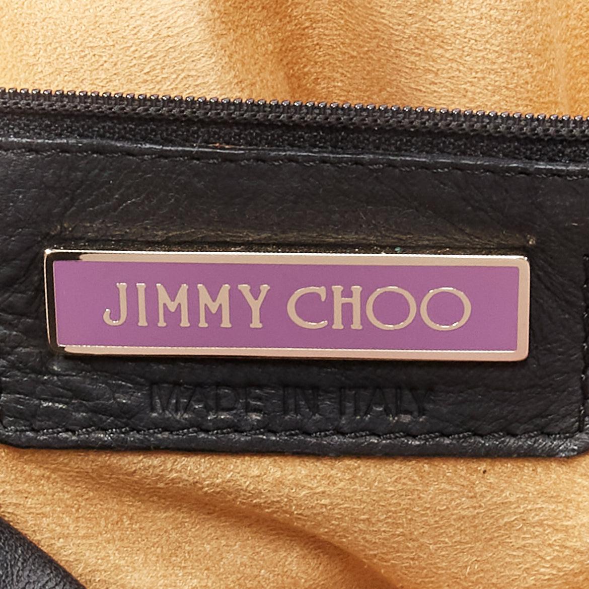 JIMMY CHOO black soft leather gold chain logo zip oversized clutch bag For Sale 6