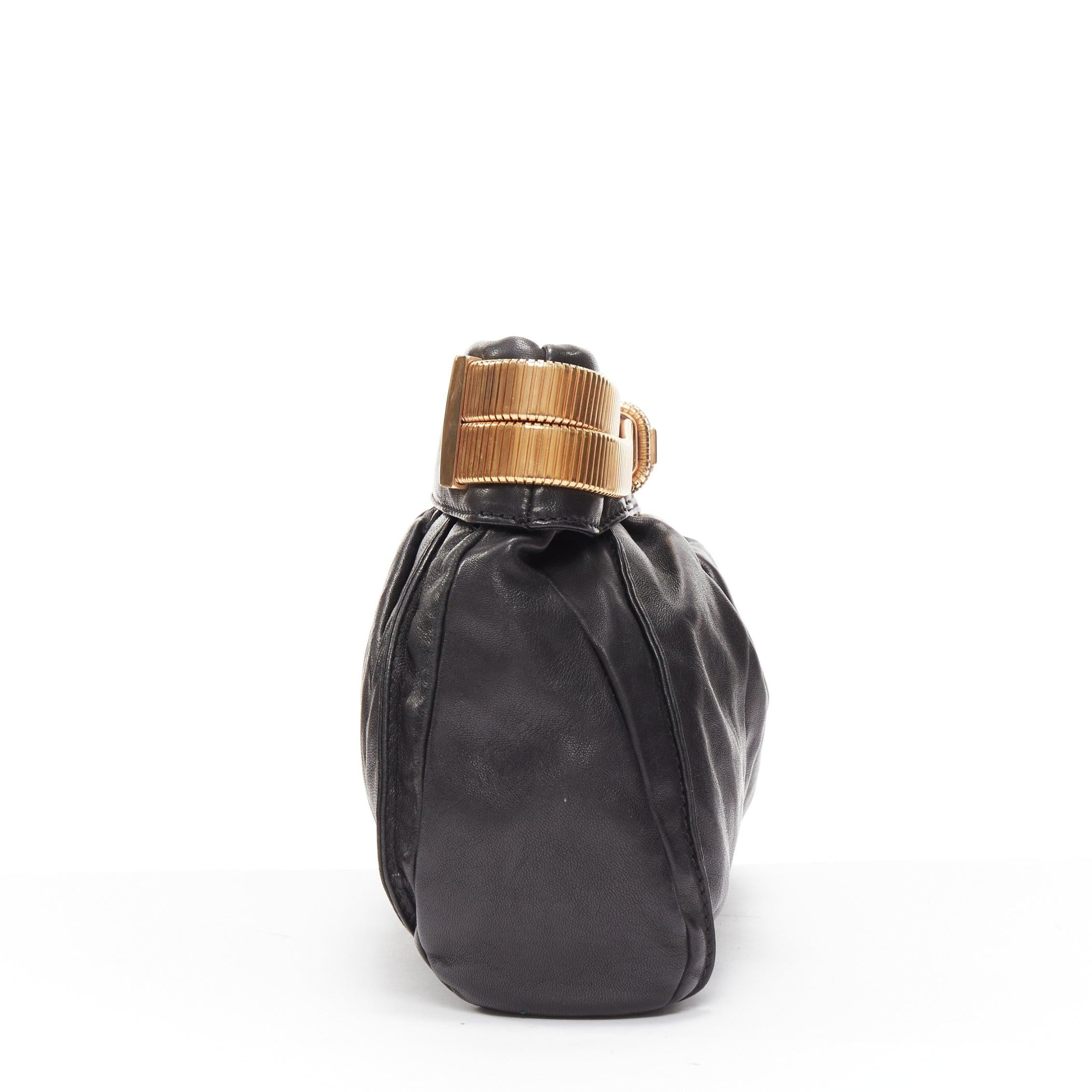 Women's JIMMY CHOO black soft leather gold chain logo zip oversized clutch bag For Sale