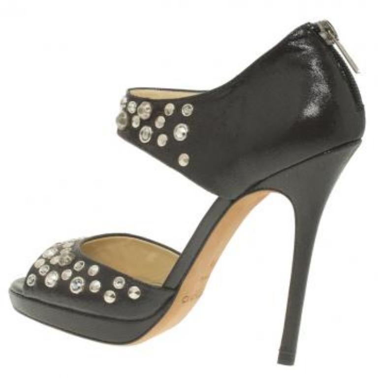Jimmy Choo Sandales en cuir clouté Bonnie Back Zip Platform Taille 36.5 Bon état - En vente à Dubai, Al Qouz 2