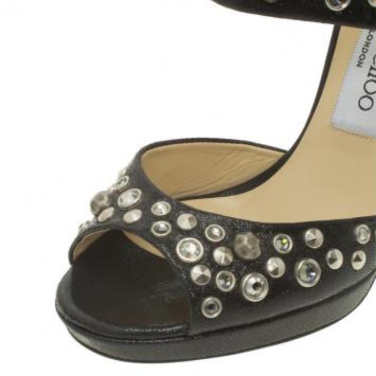 Jimmy Choo Sandales en cuir clouté Bonnie Back Zip Platform Taille 36.5 en vente 1