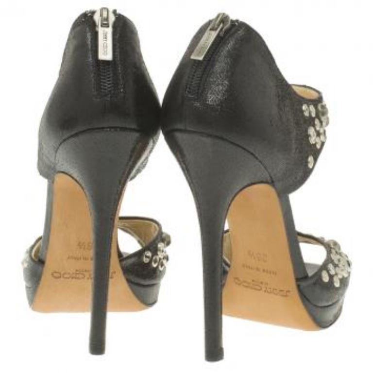 Jimmy Choo Sandales en cuir clouté Bonnie Back Zip Platform Taille 36.5 en vente 4
