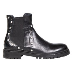 Jimmy Choo Black Studded Leather Chelsea Boots Size IT 37