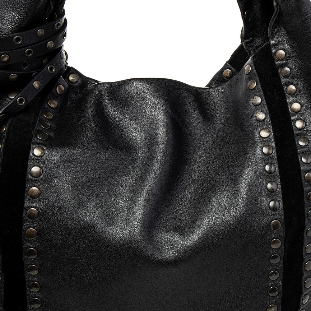 Jimmy Choo Black Studded Leather Saba Hobo 5