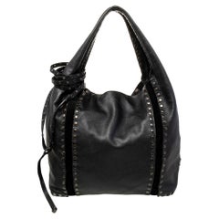 Jimmy Choo Black Studded Leather Saba Hobo