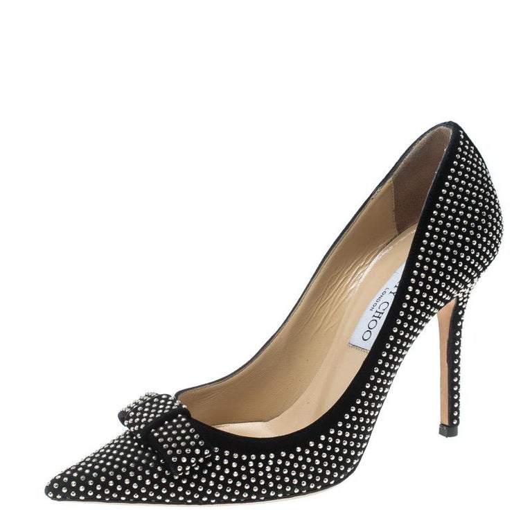 Jimmy Choo Black Studded Suede Maya Pointed Toe Pumps Size 37.5 For ...