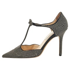 Jimmy Choo Black Studded Suede Talan Bow Pumps Size 37