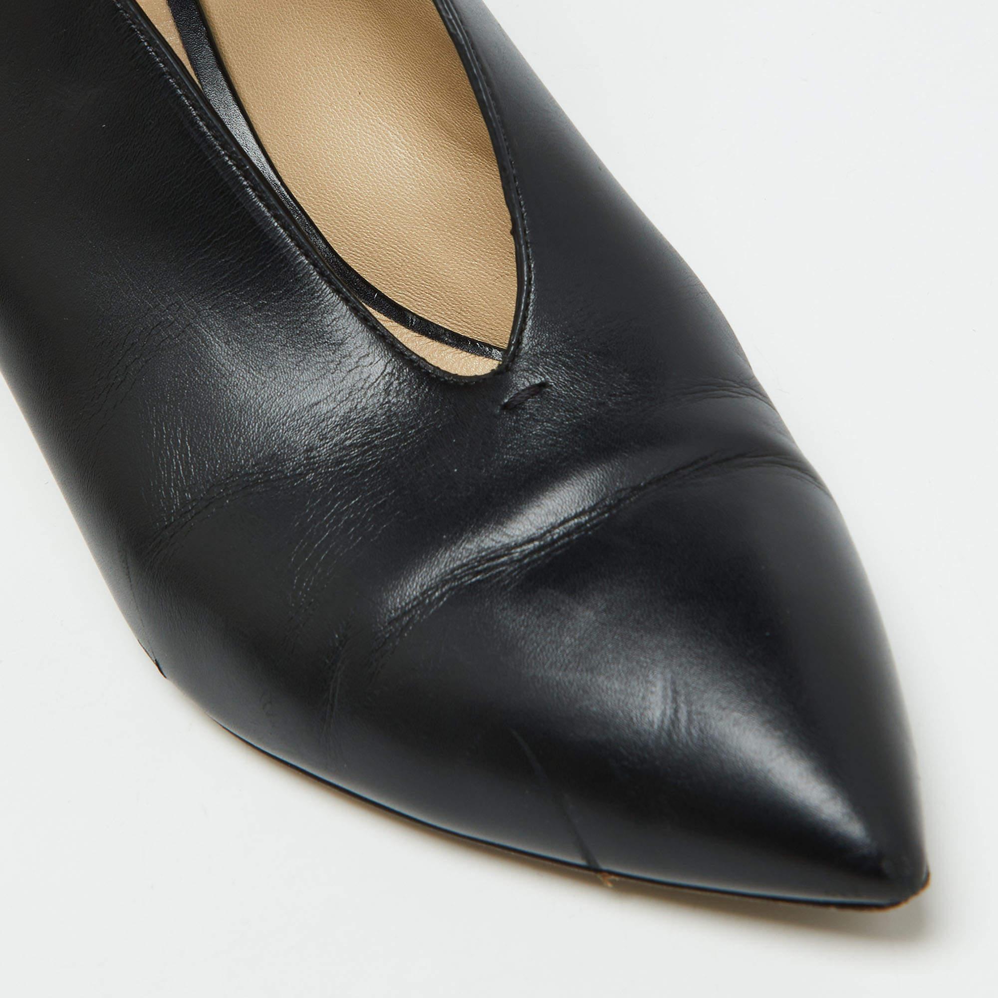 Jimmy Choo Black Studs Leather Ankle Strap Pumps Size 40 For Sale 3