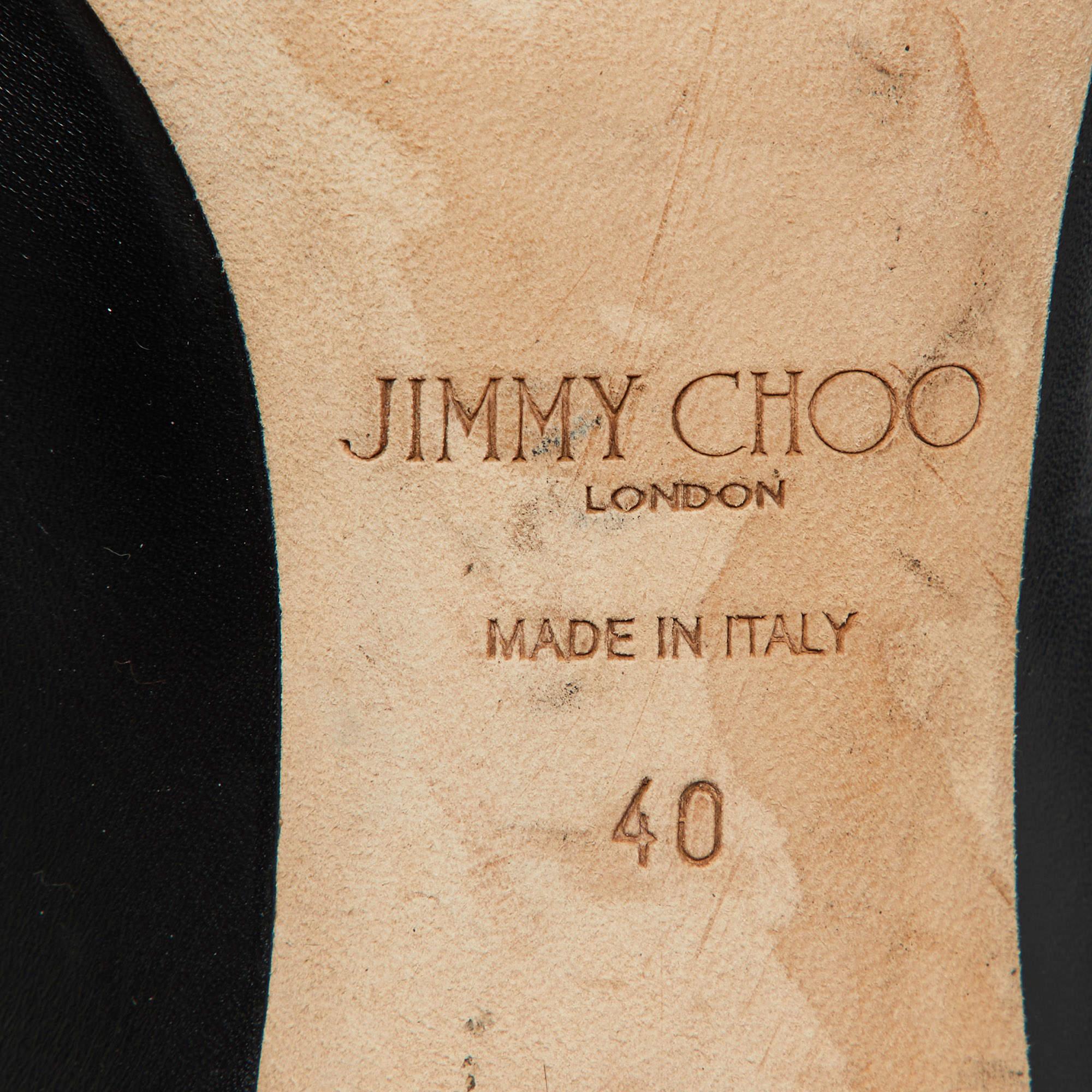 Jimmy Choo Black Studs Leather Ankle Strap Pumps Size 40 For Sale 4