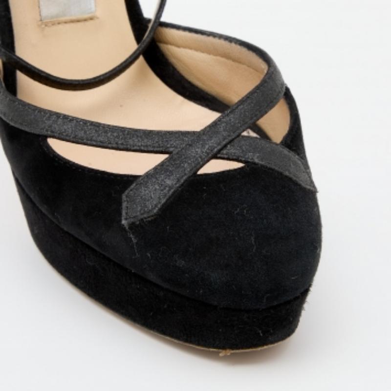 Jimmy Choo - Sandales à plateforme en daim et paillettes - Taille 39 Pour femmes en vente
