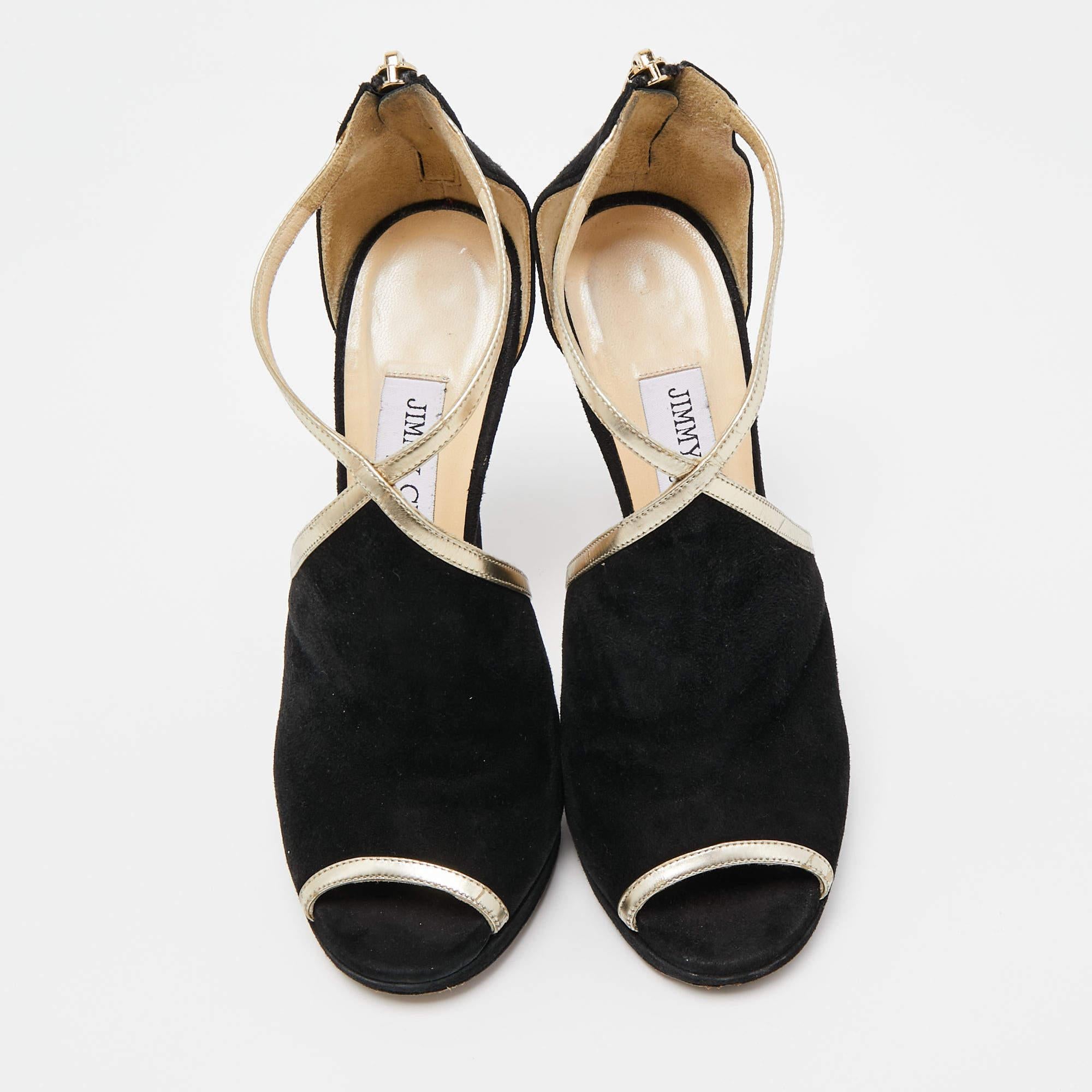 Jimmy Choo - Sandales à lanières en cuir et daim Fey - Taille 36 Bon état - En vente à Dubai, Al Qouz 2
