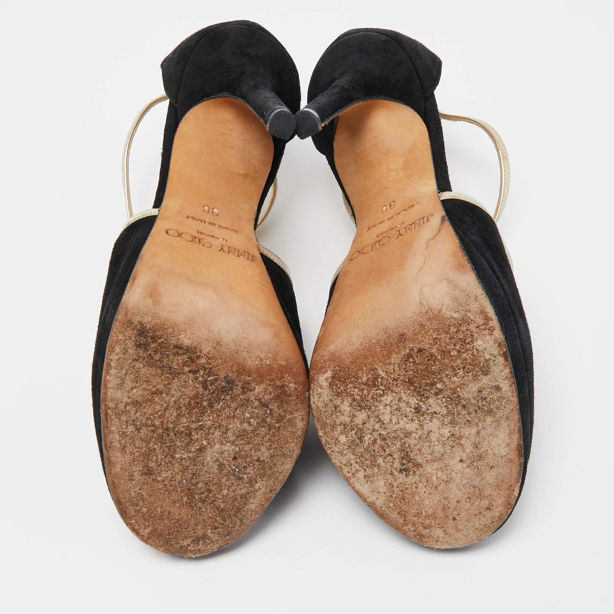 Jimmy Choo - Sandales à lanières en cuir et daim Fey - Taille 36 en vente 1