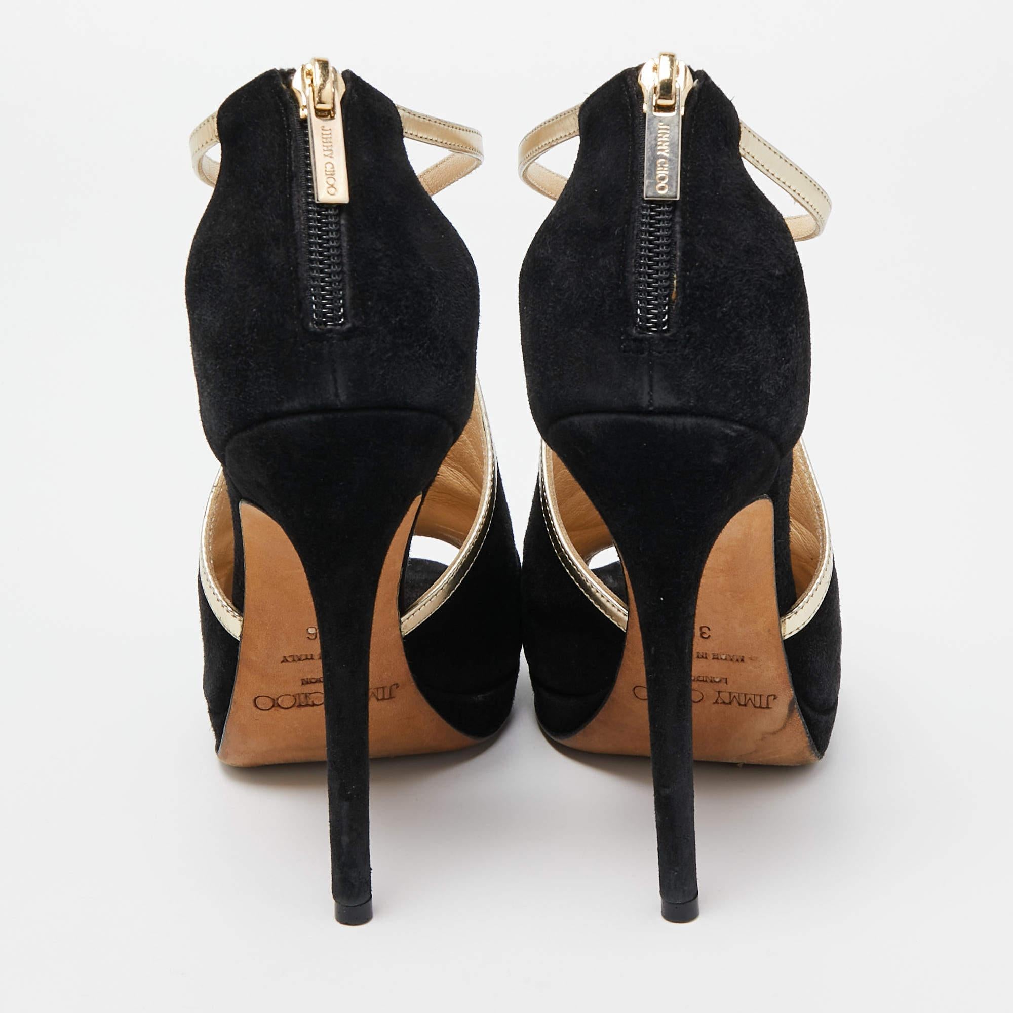 Jimmy Choo - Sandales à lanières en cuir et daim Fey - Taille 36 en vente 3