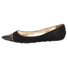 Jimmy Choo Black Suede and Patent Leather Ballet Flats Size 36.5