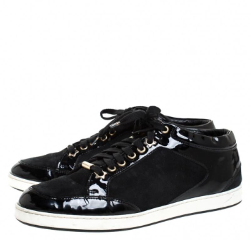Jimmy Choo - Baskets basses Miami en daim et cuir verni - Taille 39,5 en vente 2