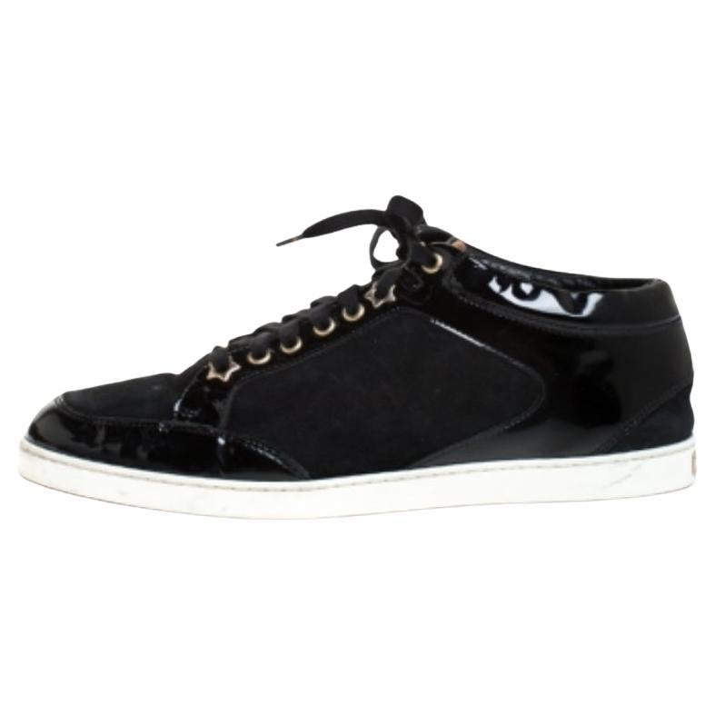 Jimmy Choo - Baskets basses Miami en daim et cuir verni - Taille 39,5 en vente