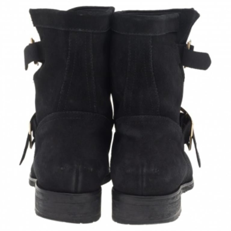 Noir Jimmy Choo - Bottines en daim noir - Taille 39.5 en vente