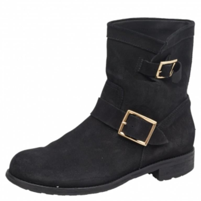 Jimmy Choo - Bottines en daim noir - Taille 39.5 État moyen - En vente à Dubai, Al Qouz 2